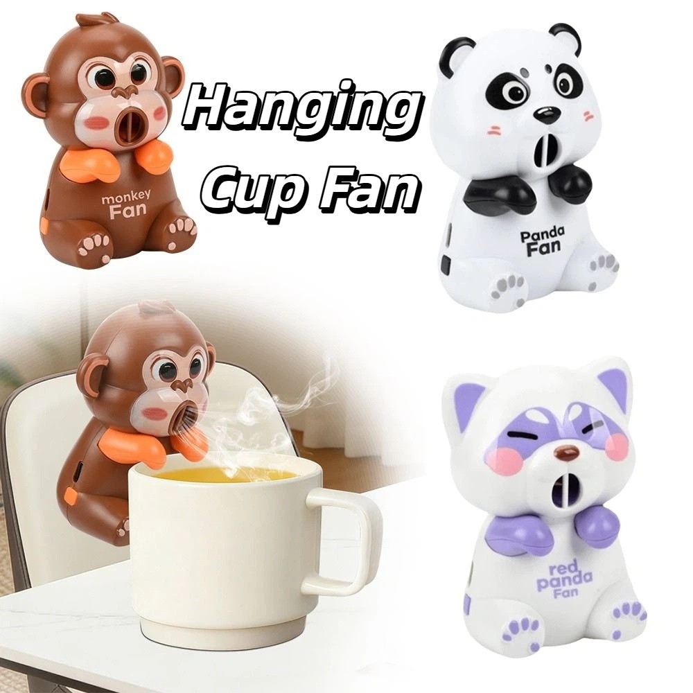 Cute Design 3 Speed Adjustable Monkey Hanging Cup Fan Clip On Design Cartoon Style Portable Desktop Fan Can hang cup Pet Style Personal Cooling Fan Study Table
