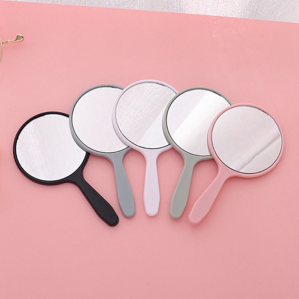 Cute DIY Makeup Mirror Handheld Small Round Handheld Mirror Anti-fall With Handle Portable Mirror Home