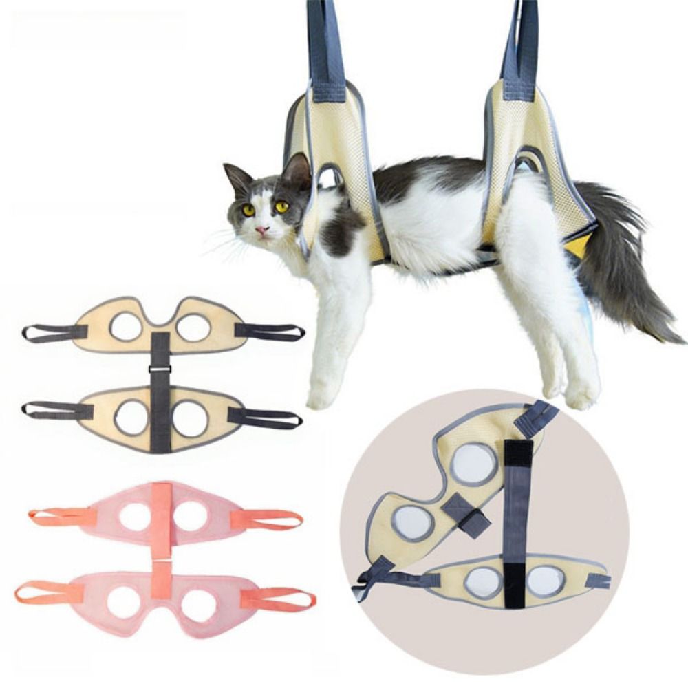 Multifunctional Hanging Cat Grooming Hammock Elastic Anti Bite Pet Nail Clip Bag with Hooks Anti Scratch Pet Hammock Restraint Bag Cat Supplies