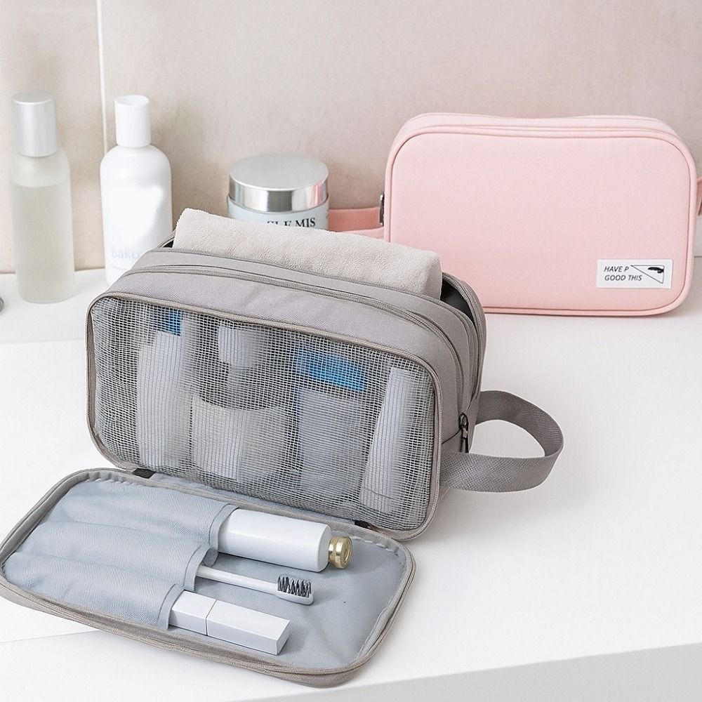 Portable Dry Wet Separation Travel Cosmetic Bag Handheld Large Capacity Travel Makeup Bag Dustproof Wash Toiletry Bag Women/Men