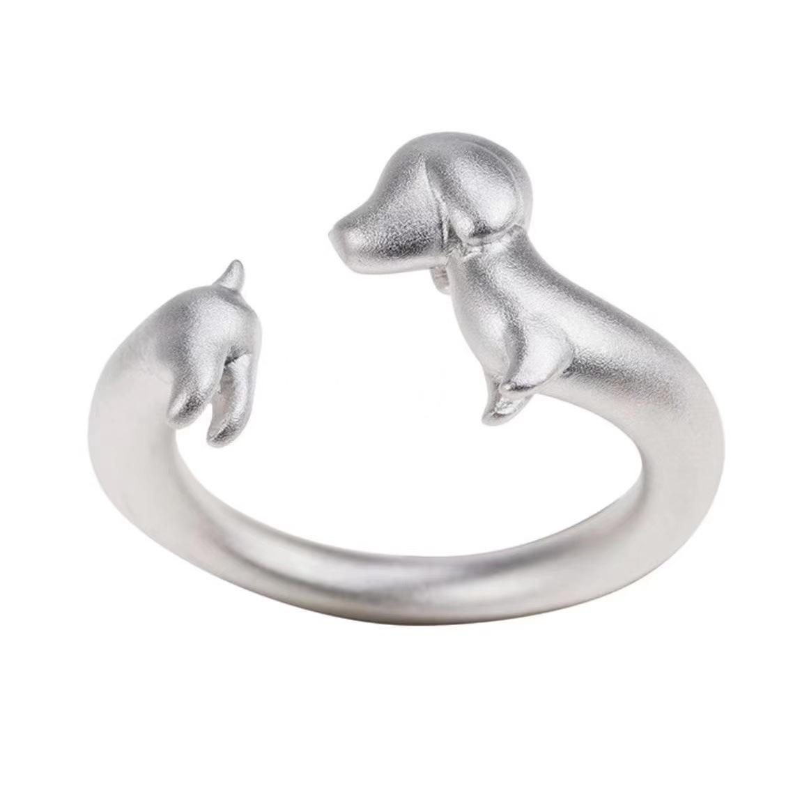 【New Arrivals】New Niche Design High-grade Dachshund Dog Ring Women's Cute Matte Simple Cold Style All-match Ring