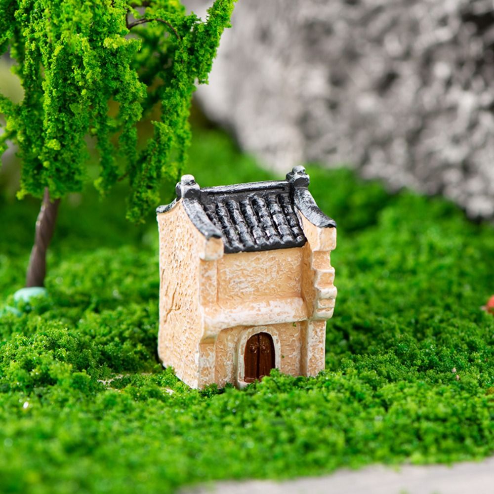 DIY Craft Ornaments Decorative Mini Resin House Chinese Style Retor Mini Old City Gate Resin Bonsai Landscaping Micro Landscape
