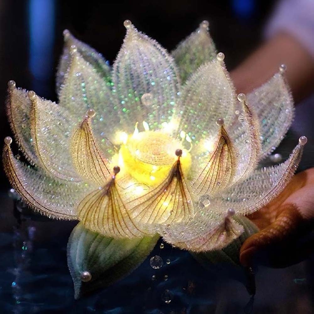 DIY Material Kit Handmade Lotus Lantern Glowing Luminous Flower Lamp Chenille Stems Twisted Stick Handheld Light Children Gift