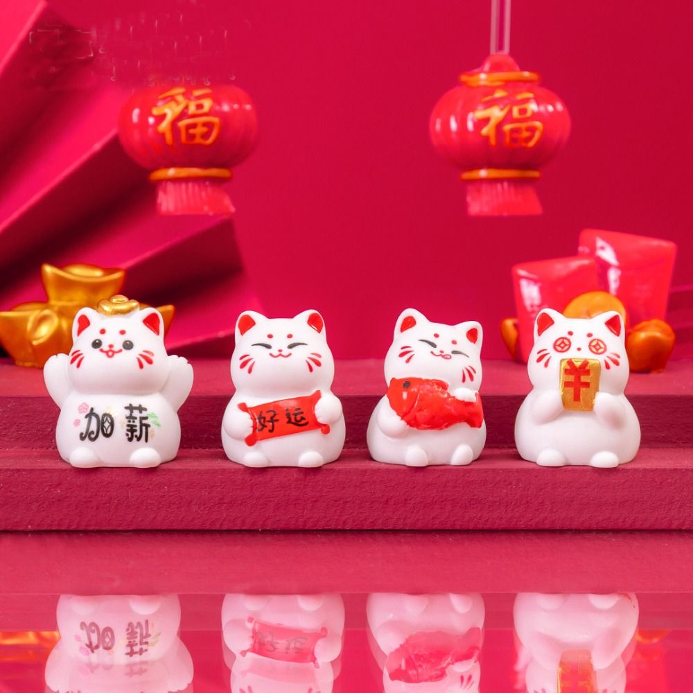Home Decoration Modern Cat Figurine Cute Lovely Cat Car Ornaments Mini Fortune Cat Figurines Gift