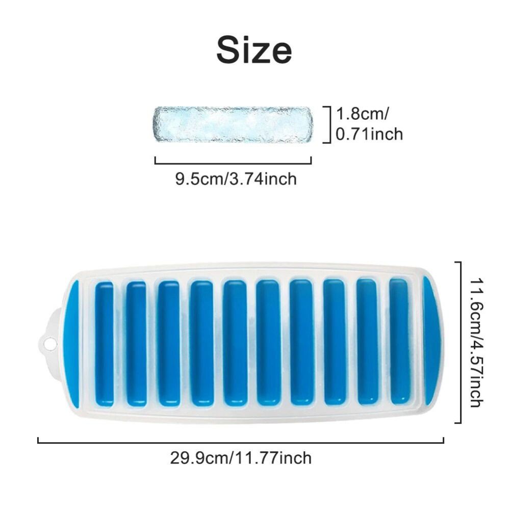 Popsicle Mold 10 Holes Long Strip Ice Cube Mold Silicone Homemade Ice Block Mold with Lid Baking Mold Bar