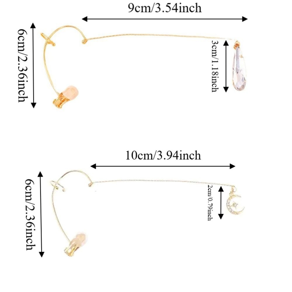 Unique Design / Color Water Drop Earring No Piercing Sparkling Metal Ear Hook Lightweight Clip On Ear Clip Halloween