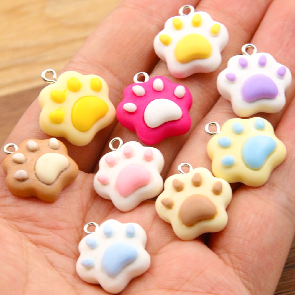 10pcs Kawaii Resin Colorful Cat Claw Beads Cartoon Cute Simulation Cat Claw Crafts Mini Diy Cat Claw Resin Pendant Bead Bracelet