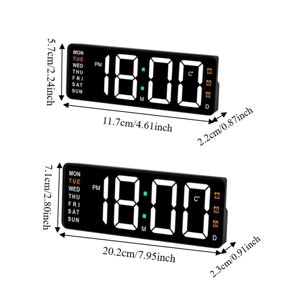 Decorative RGB Colors Digital Desk Clock Adjust Brightness 12/24H Format LED Electronic Clock LED Display Free Standing Large Digital Clock Smart Home