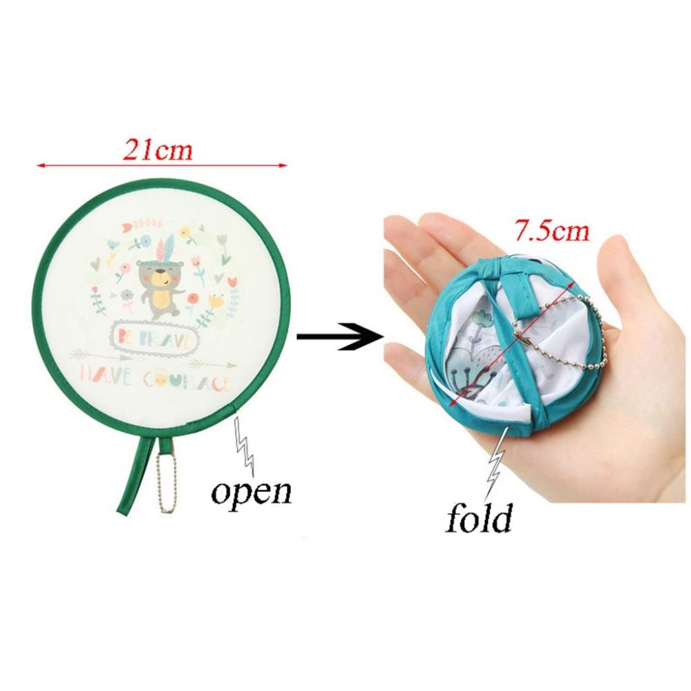 Round Creative Cartoon Cooling Fans Collapsible Handheld Party Favor Home Decor Round Fan Foldable Fan