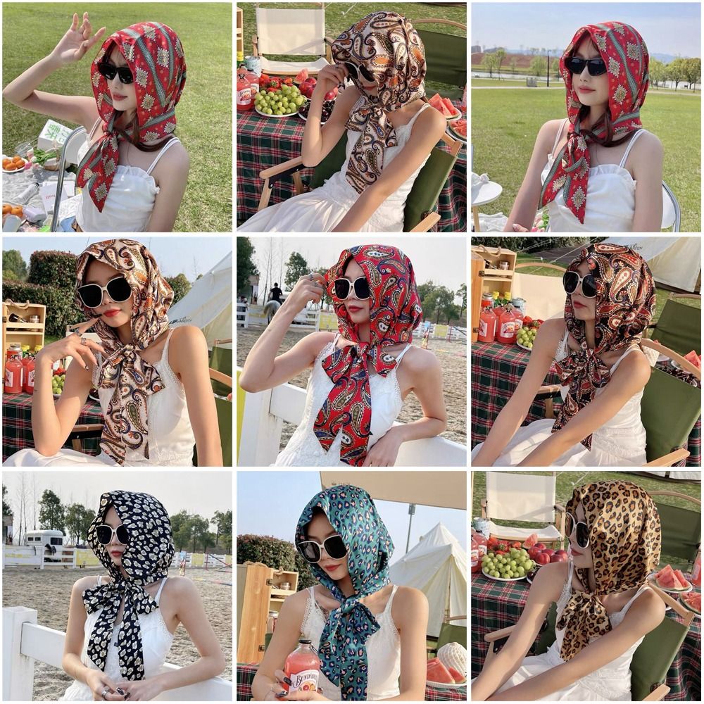For Women Elegant Thin Thin Scarves Bohemian Style Solid Color Flower Turban Head Scarf Cap Sunscreen Scarf Scarves Summer Scarf Hat Female Wraps