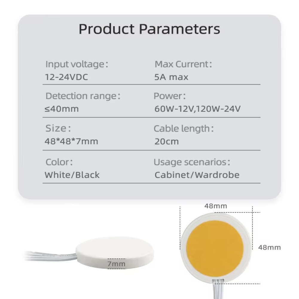 Practical DC12V 24V Smart Sensor 5A 60W Penetrable Touch Switch Wood Board LED Light Switch for Cabinet LED Light