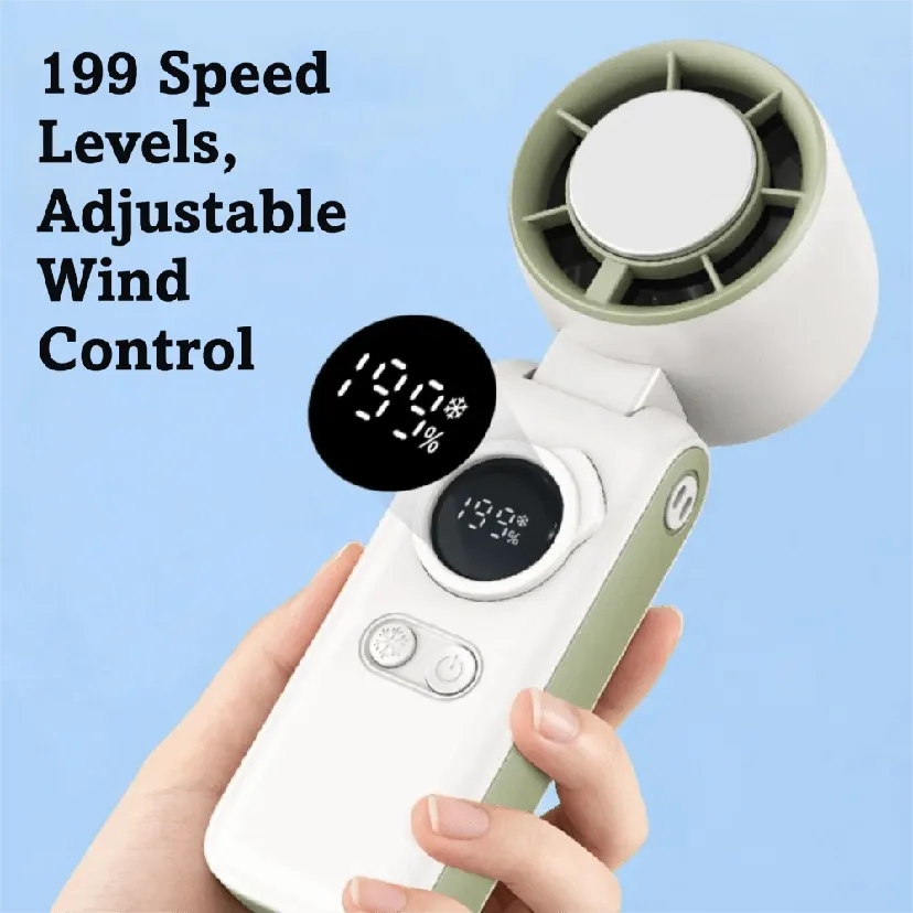 Ice Compress 199 Gear Semiconductor Cooling Fan Powered Multi-Speed Refrigeration Fan Adjustable Speed Portable Design Handheld Fan Outdoor Activities