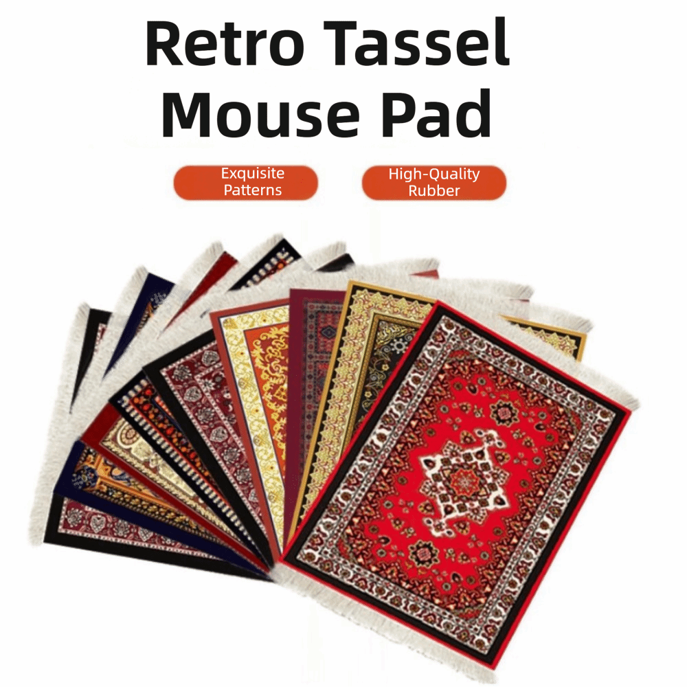 Multifunctional Bohemia Persian Mouse Pad with Tassel Rubber Base Desk Mat Retro Durable Carpet Mouse Pad Office Use