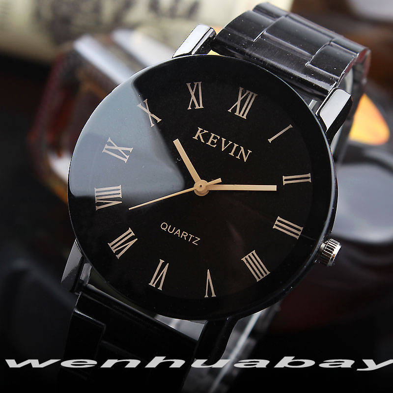 2019 Reloj Hombre KEVIN Fashion Black Round Men Watches With Roman Numerals Casual Quartz Male Clock Luxury Relogio Masculino
