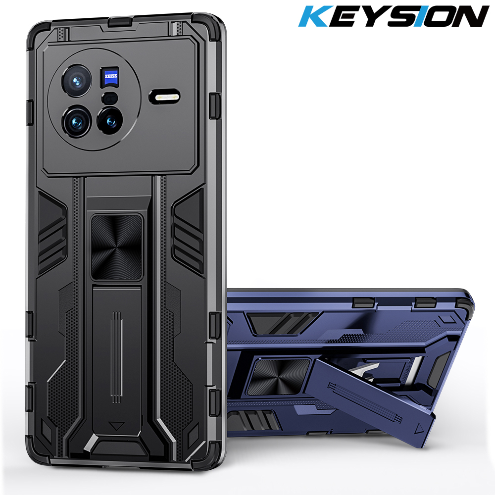 Wenefang KEYSION Shockproof Armor Case for VIVO X80 X80 Pro 5G X70 Pro+ Soft Silicone+PC Kickstand Phone Back Cover for iQOO Neo 6 6 SE