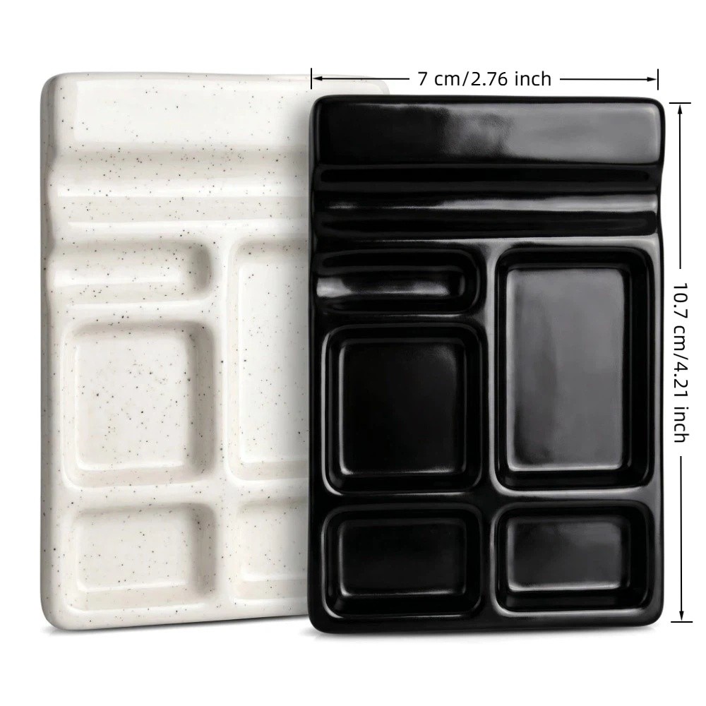 Portable Anti-Seepage Nail Palette Sturdy Durable Multi-Compartment Brush Cleaning Tray Stain Resistant Gel Color Blending Watercolor Mixing Tray Nail Art