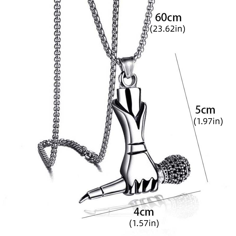 Personalized Hand Held Microphone Shape Idol Necklaces Stainless Steel Steel Casting Charm Men Clavicle Chains Clothing Accessories Streetwear Microphone Choker Pendant Men Birthday Gifts