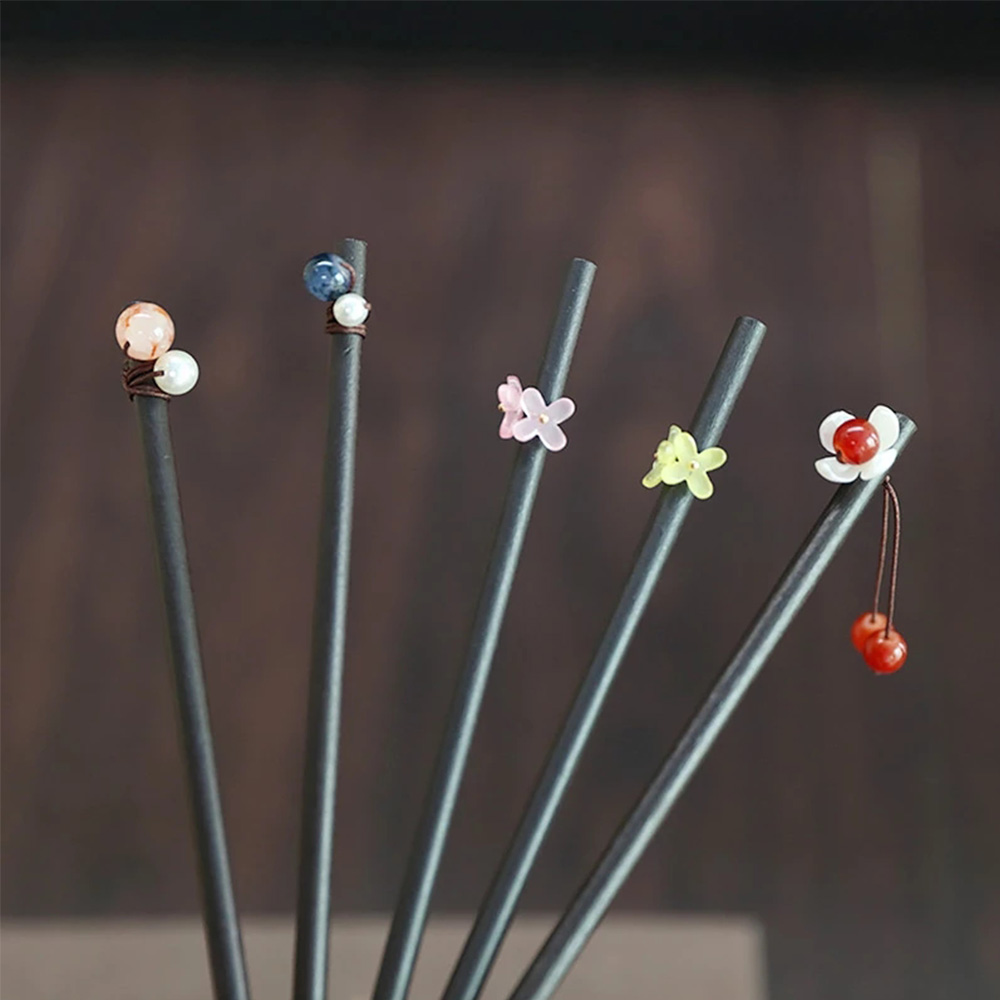 Women Headdress Chinese Style Simple Disk Hair Classic Wooden Hairpin Hair Sticks Flower Hairpins Hair Accessories