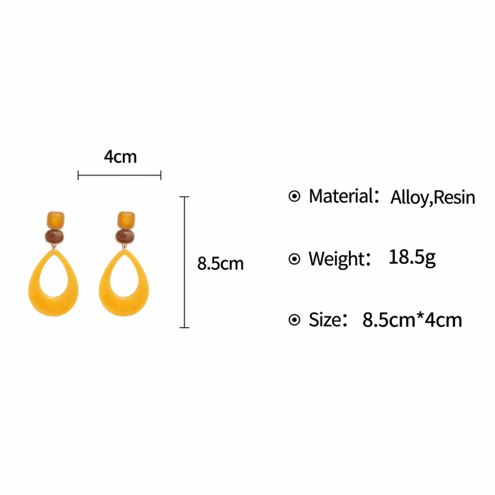 1 Pair Aesthetic Vintage Style Dangle Earrings Dangle Type Lightweight Water Droplet Earrings Yellow Color Geometric Earrings For Women