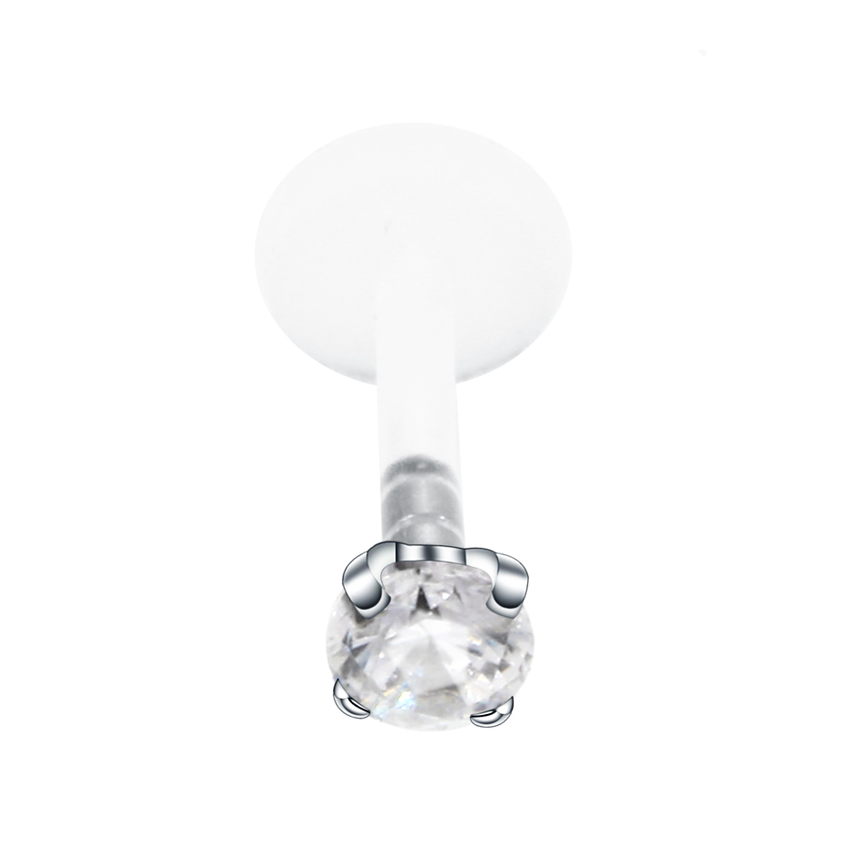 【Exclusive Discount】1PC Fashion Opal 316l Steel&PTFE Labret Lip Bar Rings Piercing 16g Round Zircon Ear y Girls Jewelry