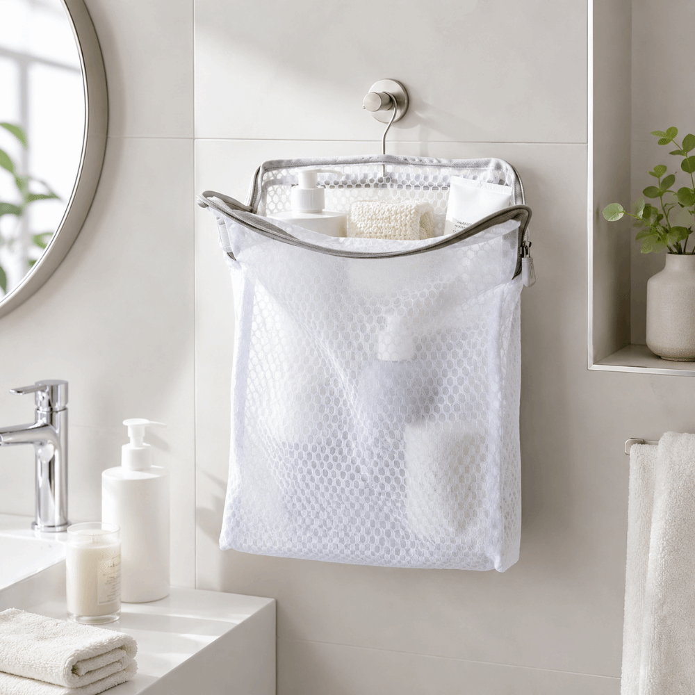 Reinforced Mesh Design Hanging Storage Bag Portable Large Capacity Clothespin Bag Multipurpose Multi-Functional Laundry Basket Closet