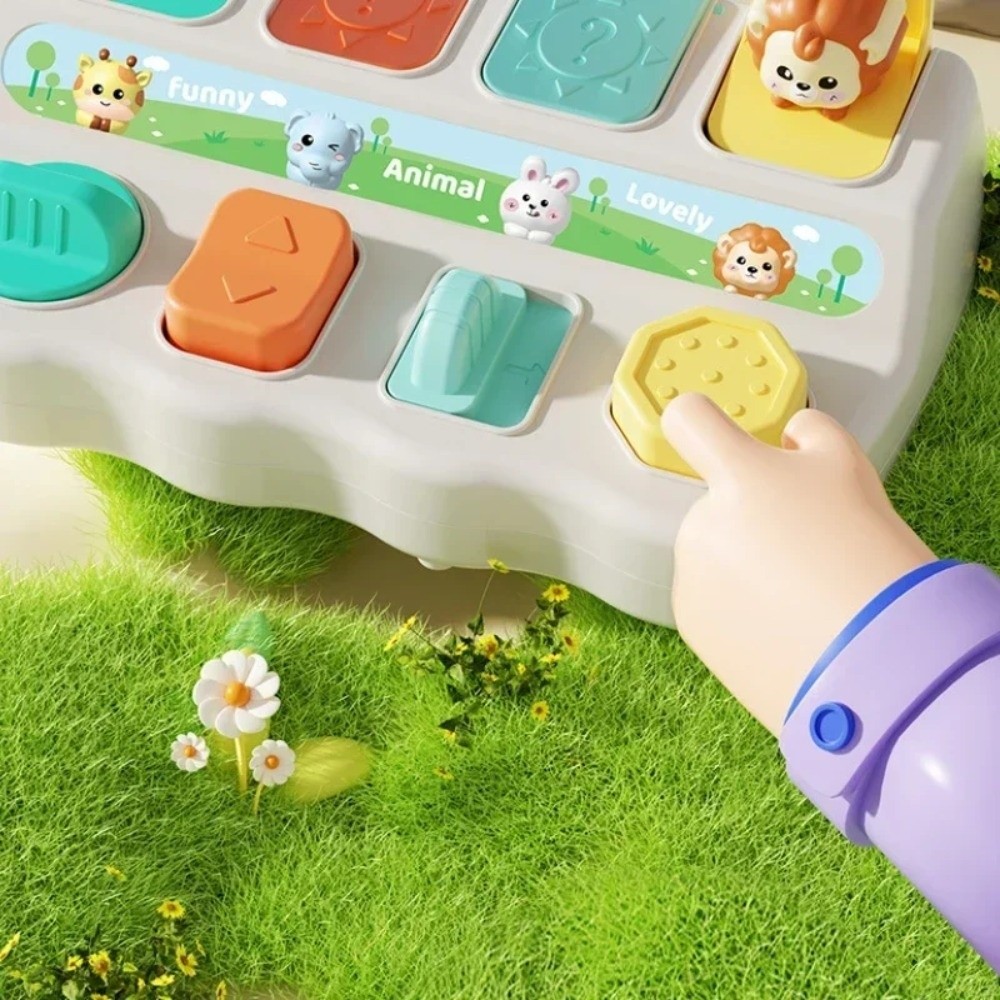 Early Education Montessori Baby Pop Up Whack a Mole Toy Reaction Ability for Sorting Colors and Animals Animal Toys and Learning Boxes Button Switch Giraffe Learning Infant Toys Birthday Gifts