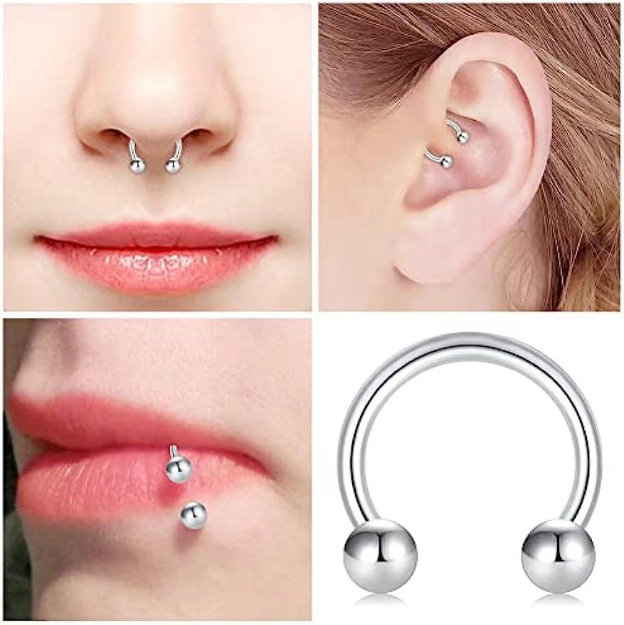 【New arrival】Puncture jewelry 1.2/1.6mm universal ring card lip nail earring nose ball breast ring body ring C rod horseshoe ring