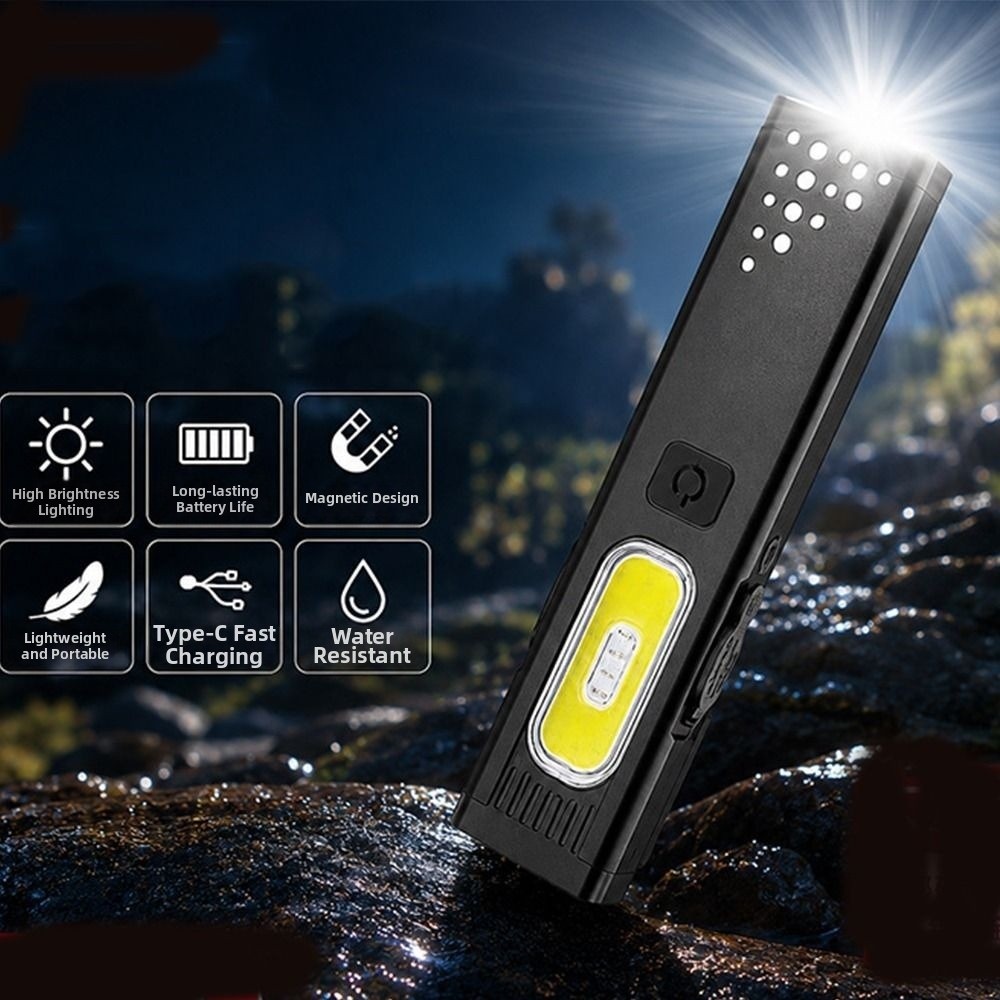 Small Portable Mini Flashlight Rechargeable Super Bright Emergency Work Light Multi-Mode Compact Hat clip Lamp Home Use