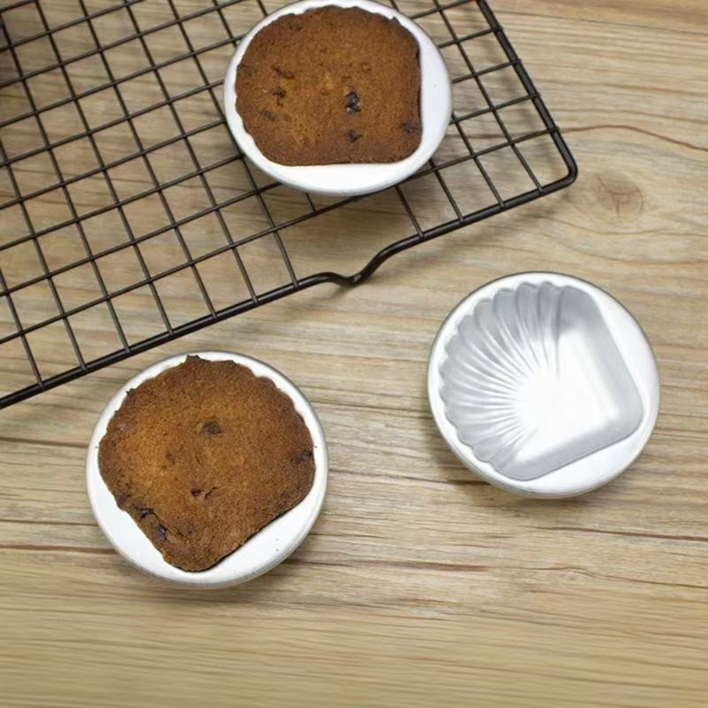 6pcs Durable Aluminum Alloy Shell Baking Mold Easy To Demold DIY Pudding Mold Corrosion Resistant Cake Baking Pan Home