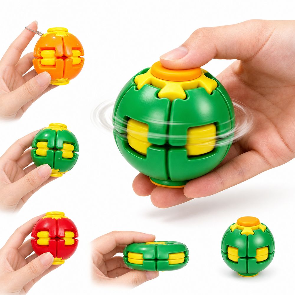 New ABS Fidget Spinner Ball One-Click Deformable Press-to-Spin Sensory Fidget Toy Durable 3D Printed Pressable Fidget Ball for Teenagers and Adults