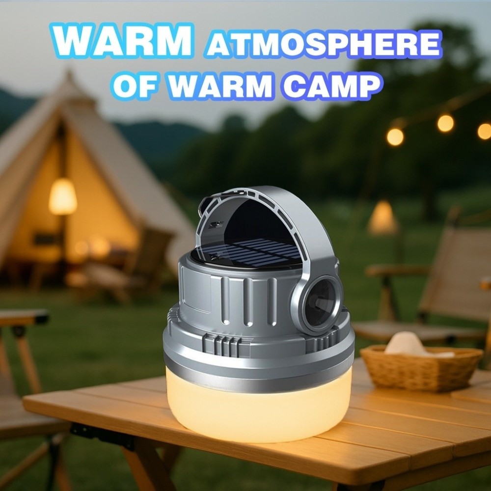 Portable With Hook Solar Camping Lantern Hanging LED Tent Portable Lamp Strong Brightness Rechargeable Emergency Light Camping