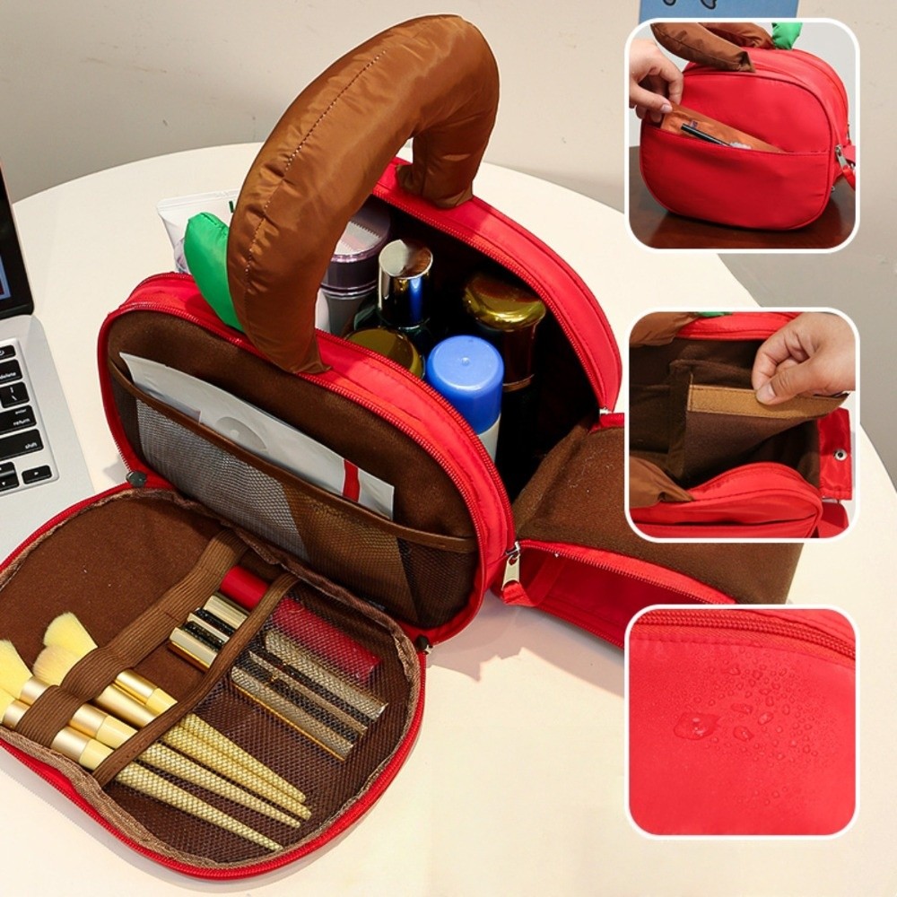 Cute Storage Fruit Plaid Makeup Bag Handle Portable Waterproof Camera Bag Large Capacity Multifunctional Travel Cosmetic Container Trips
