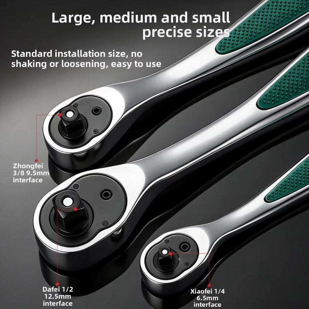 Durable 72 Tooth Ratchet Wrench /2 /4 3/8 Flying Bent Handle Quick Ratchet Wrench High Hardness Adjustable Two-way Socket Wrench for Vehicle Bicycle