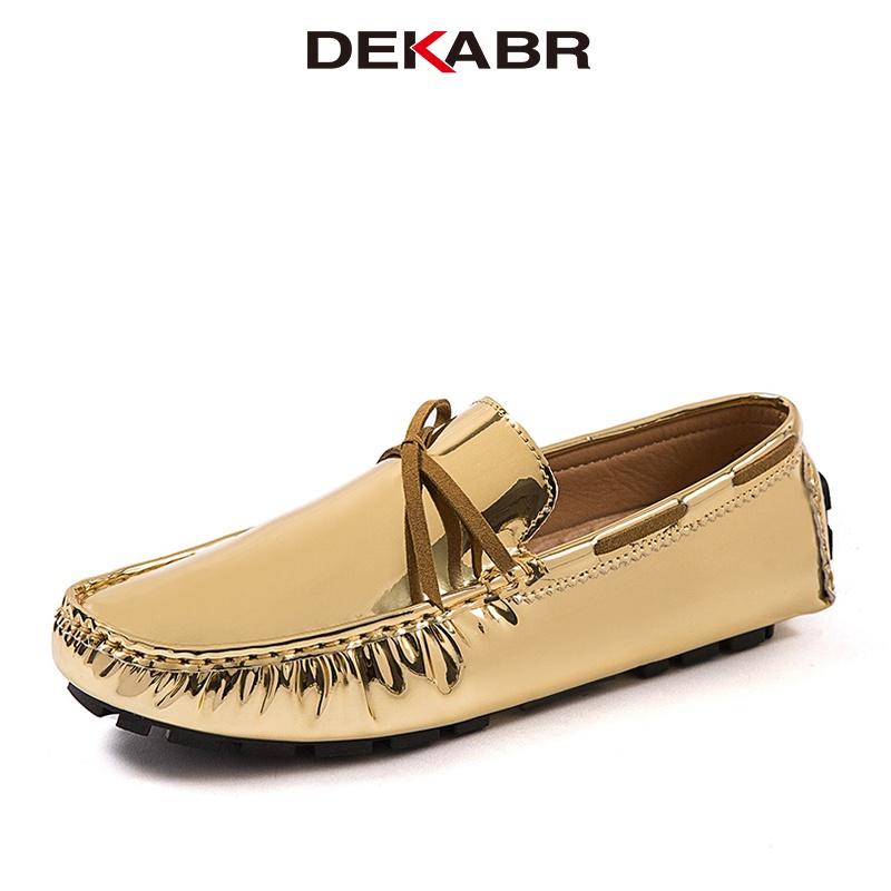 DEKABR New Loafers Man Casual Shoes Spring Summer Slip-on Flats Glossy Pu Hide Shoes Fashion Trendy Soft Footwear Breathable