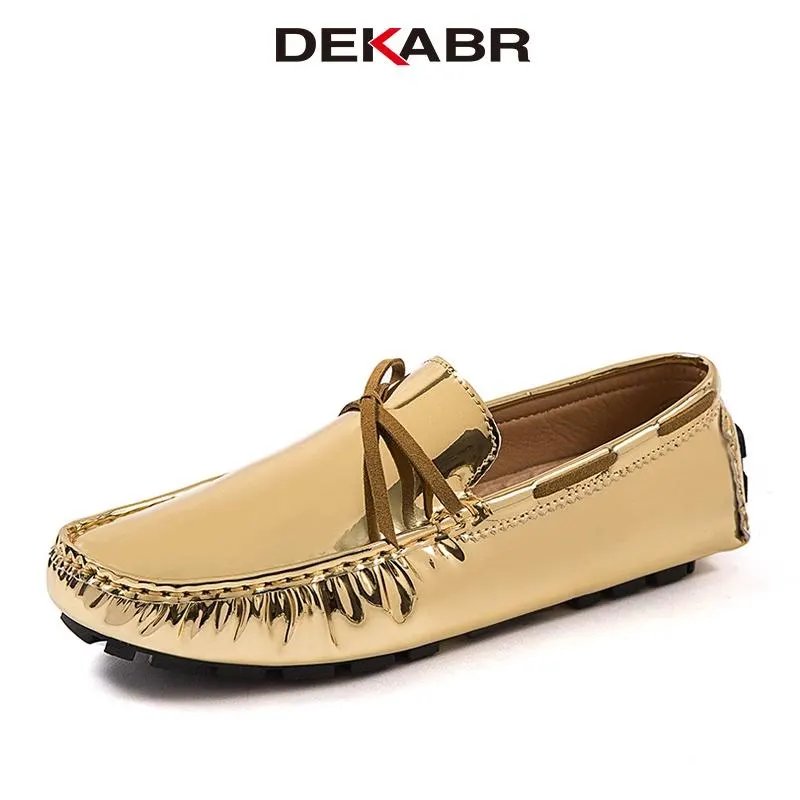 DEKABR New Loafers Man Casual Shoes Spring Summer Slip-on Flats Glossy Pu Hide Shoes Fashion Trendy Soft Footwear Breathable