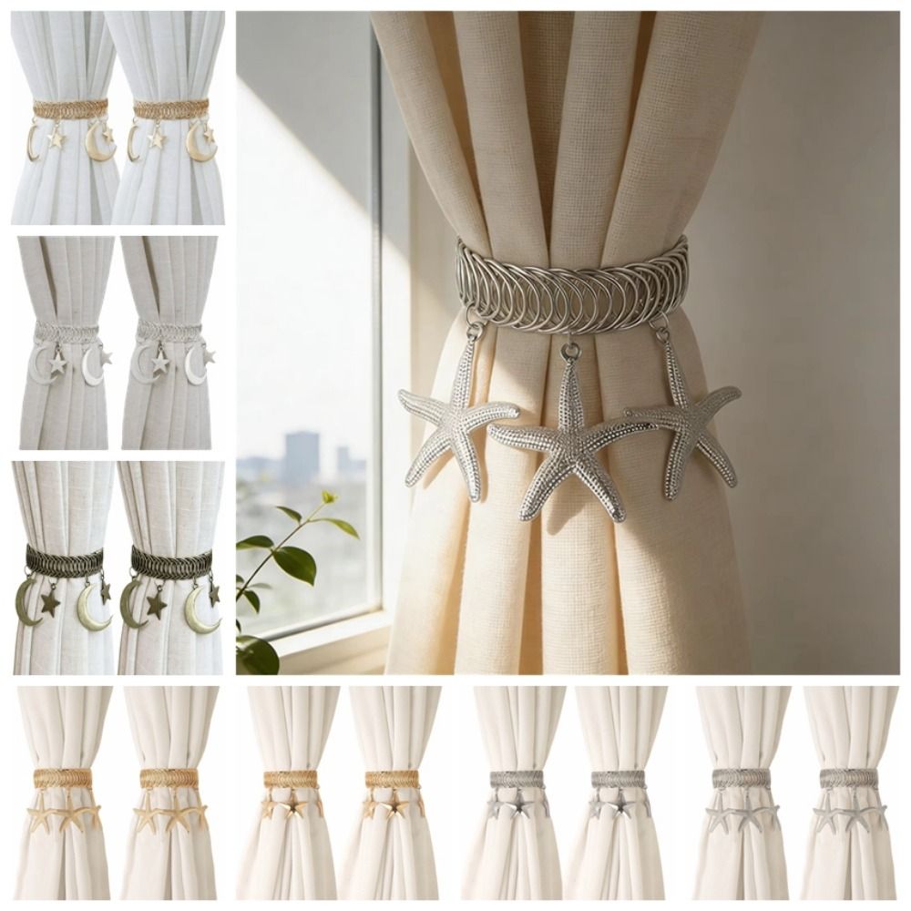 2Pcs No Drill Vintage Curtain Tie Backs Adjustable Creative Curtain Buckle Practical Decorative Curtain Clips Window Decoration
