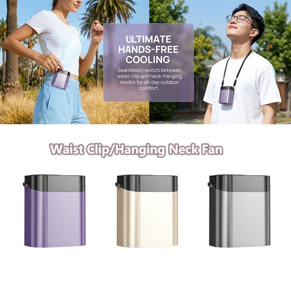Portable Hand Free Waist Clip Fan Rechargeable Strong Airflow Hanging Neck Fan LED Display High-Speed Mini Electric Fan Portable Use