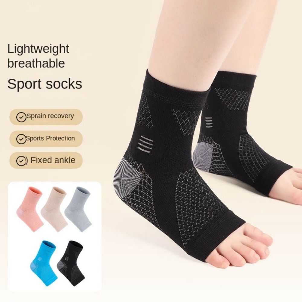 1Pair Comfortable Anti Sprain Sports Ankle Brace Joint Protection Sweat Absorption Compression Socks Support Reduce Vibration Ankle Support Brace Sports