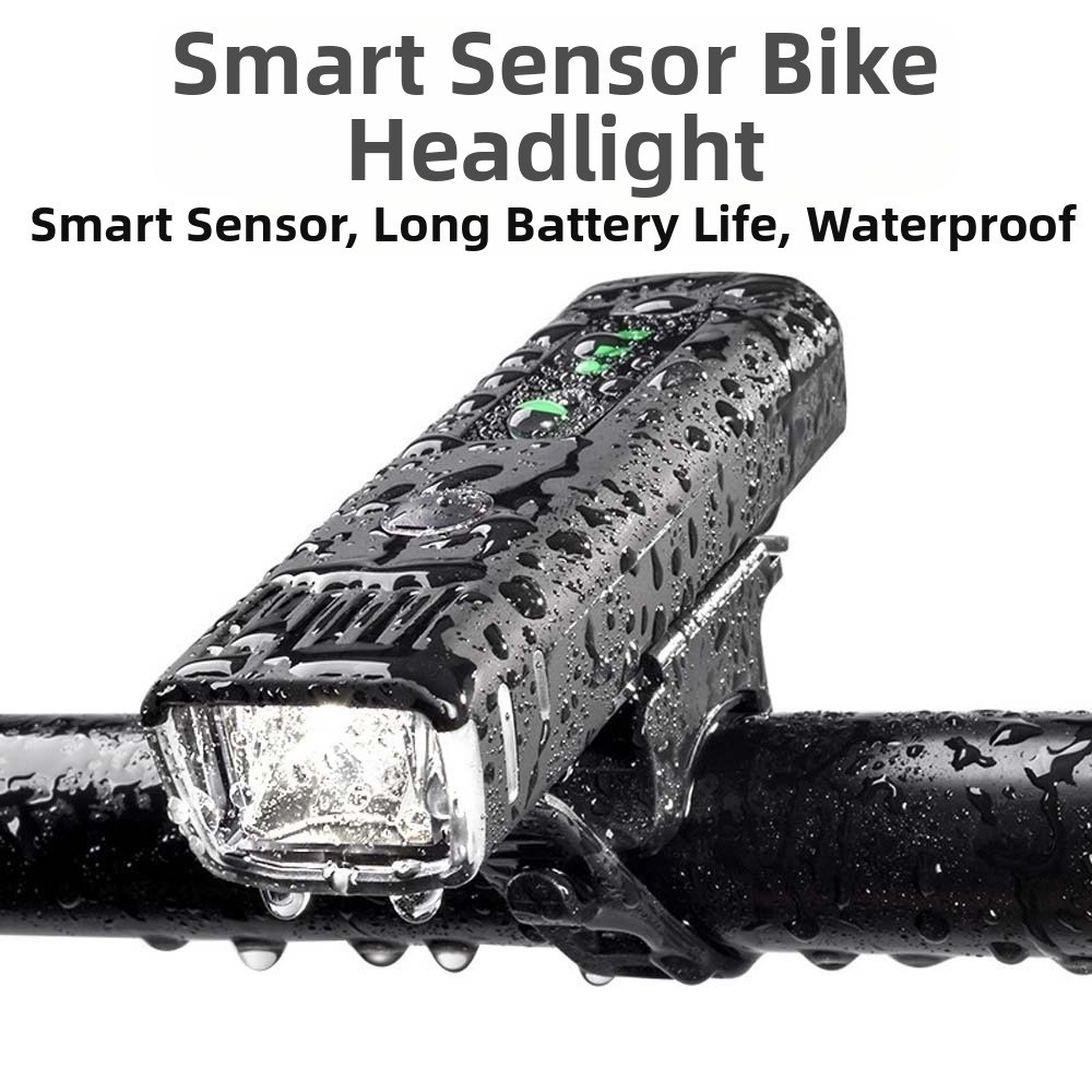 Safety Warning Rechargeable Bike Headlight Intelligent Light Sensing Anti-splash Water Front Bicycle Lights Not Dazzling Easy To Install MTB Front Lamp Road Lighting