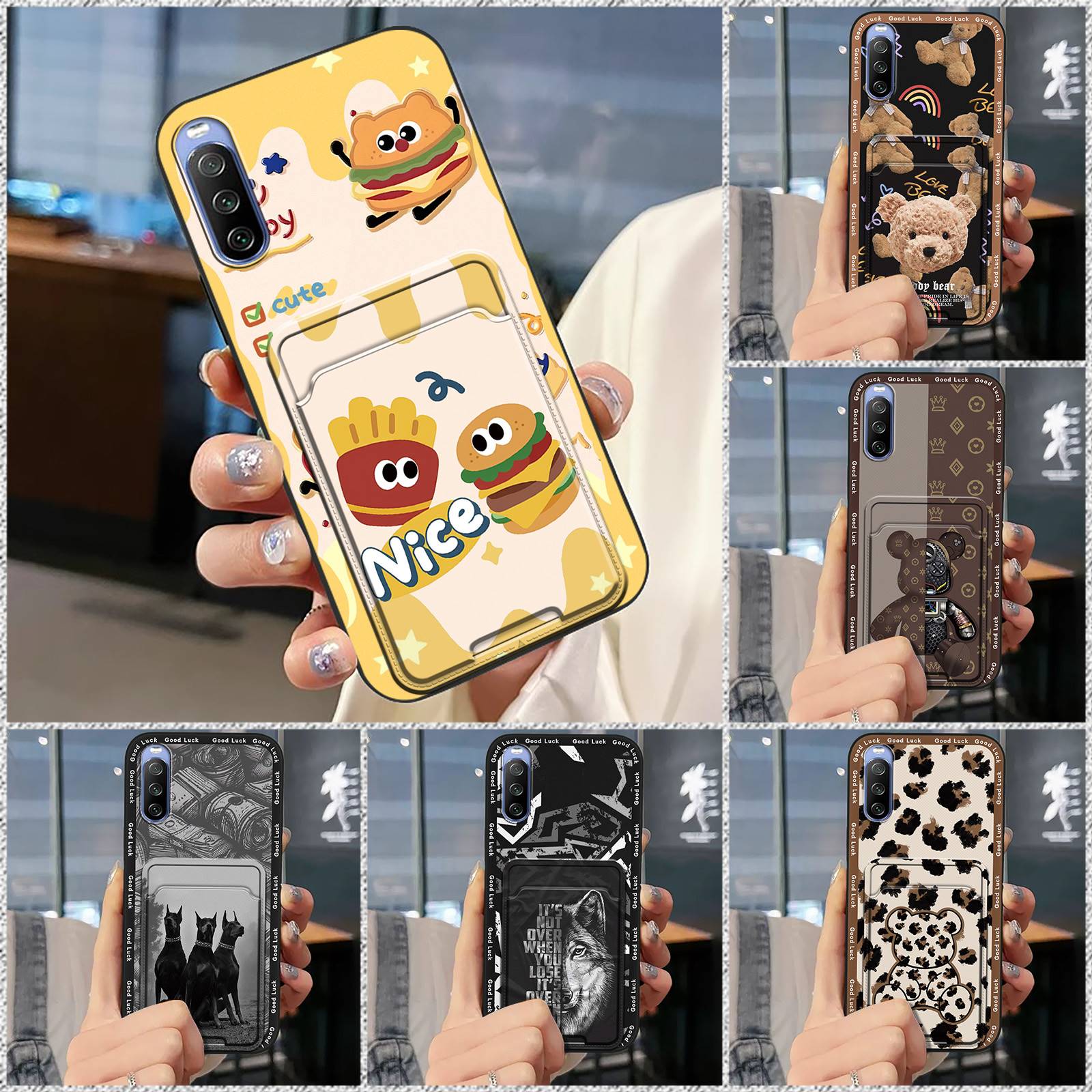 Soft case Cover Phone Case For MOTO One Fusion Card slot Full wrap Cartoon Silicone Anti-dust Cute Card bag Card sleeve