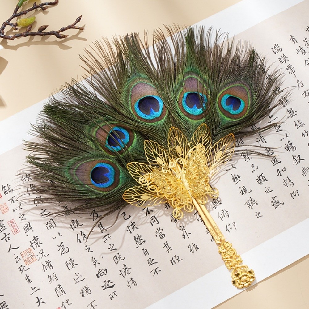 New Portable Fairy Feather Fan Multistyles Foldable Performance Photo Prop Fan with Tassels Ancient Style Group Fan