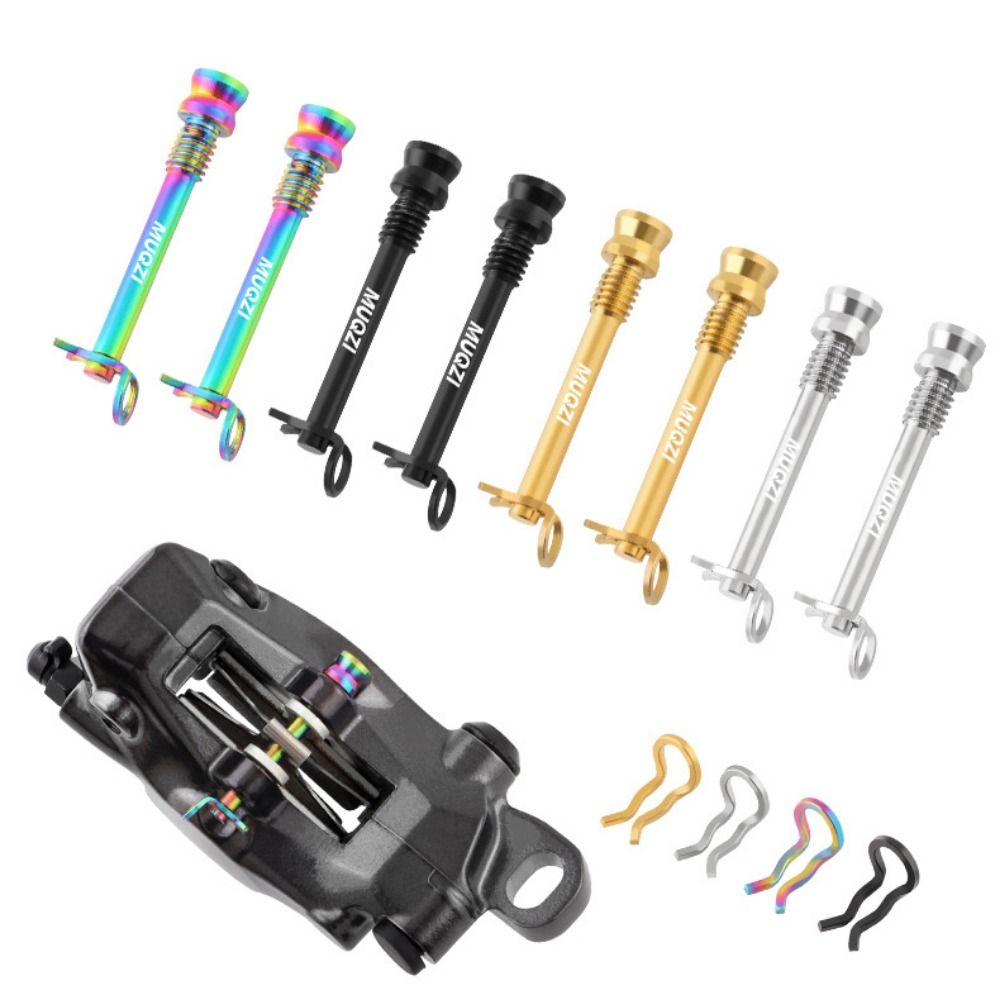 Mounting Screws Titanium Disc Brake Pad Bolts M4*26mm Pins Spring Clips Bicycle Disc Brakes Screws with Fixing Clip Lightweight Bicycle Disc Brake Fixing Screw Cycling Parts