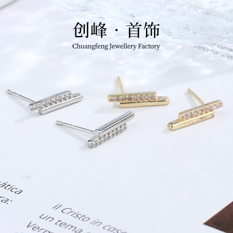 【New Arrivals】Geometric Long Earrings Women's Minimalist Cool Style One-word Row Diamond Earrings Elegant All-match Ear Jewelry Trendy