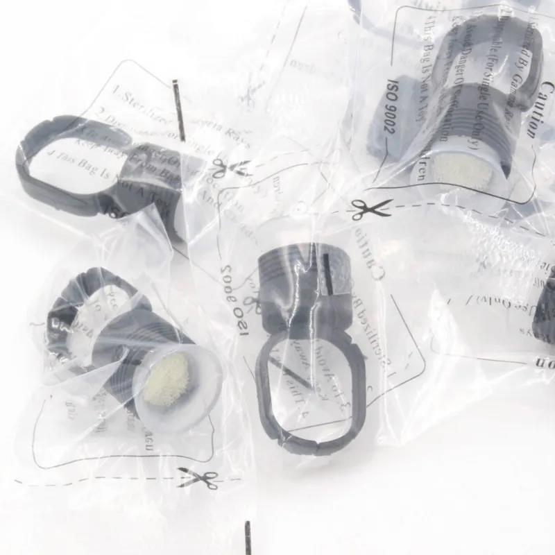 Wenefang Fashion 50 Pcs Glass Pigment Color Black Rings with 50 Pcs Tattoo With Sponge Accupoint Series Tattoo Ink Cups / Ink Rings