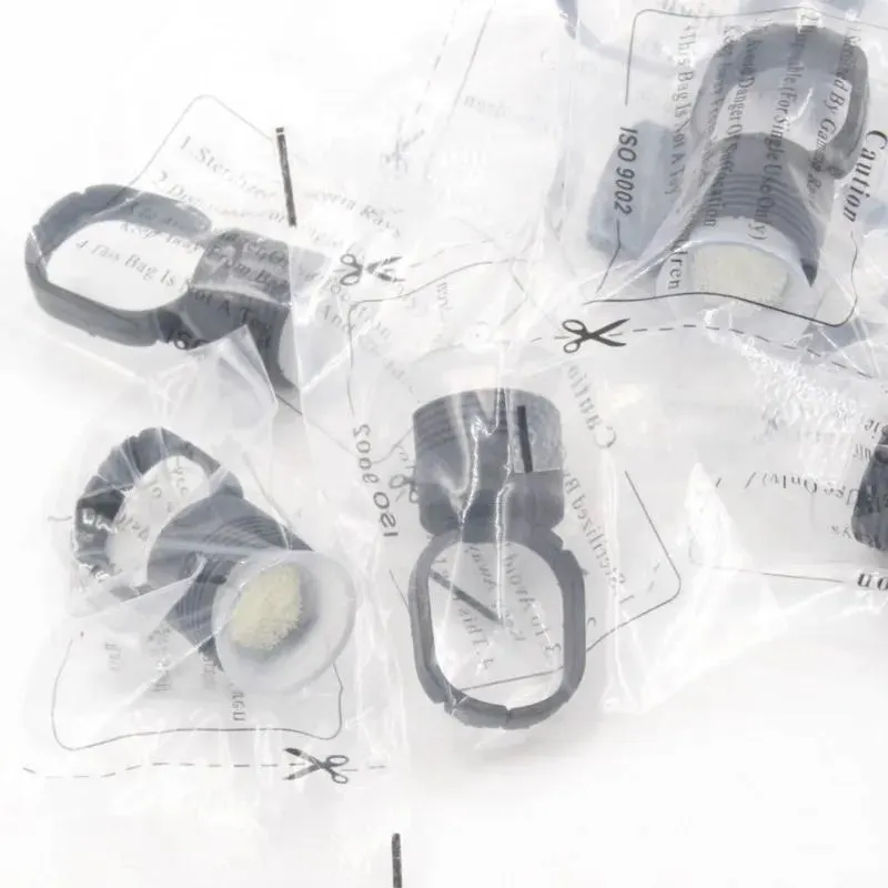 Wenefang Fashion 50 Pcs Glass Pigment Color Black Rings with 50 Pcs Tattoo With Sponge Accupoint Series Tattoo Ink Cups / Ink Rings - image 1