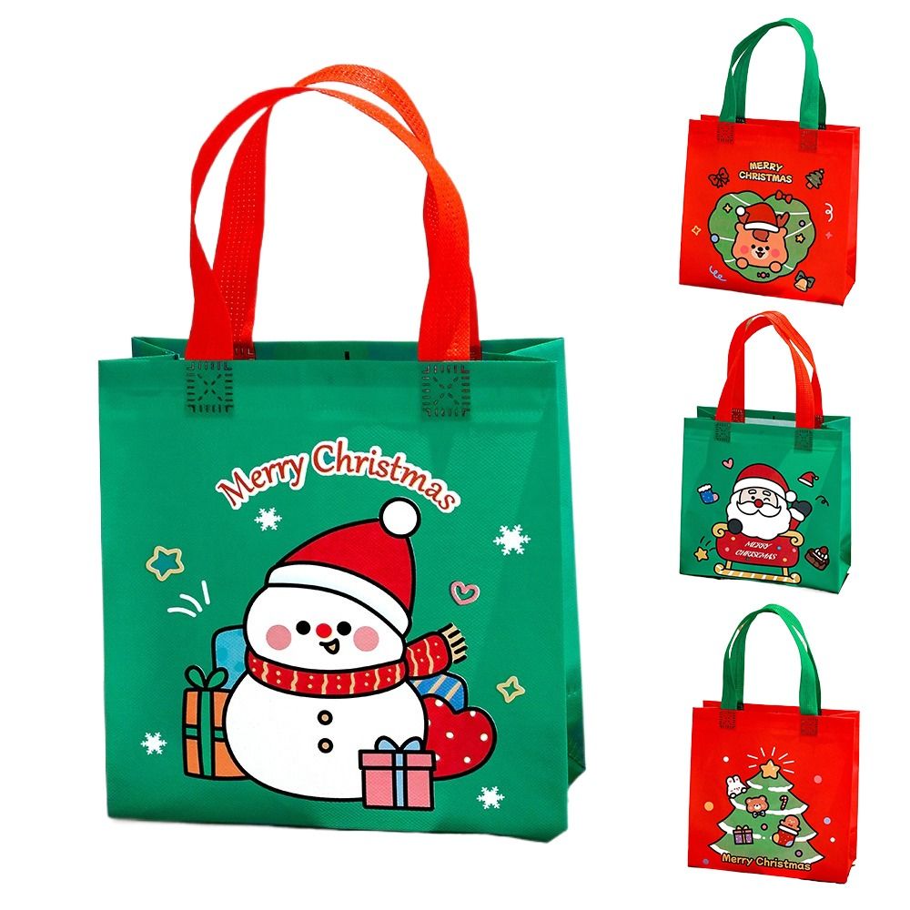 Portable Christmas Storage Bag Casual Large Capacity Candy Bag Cartoon Pattern Handbag