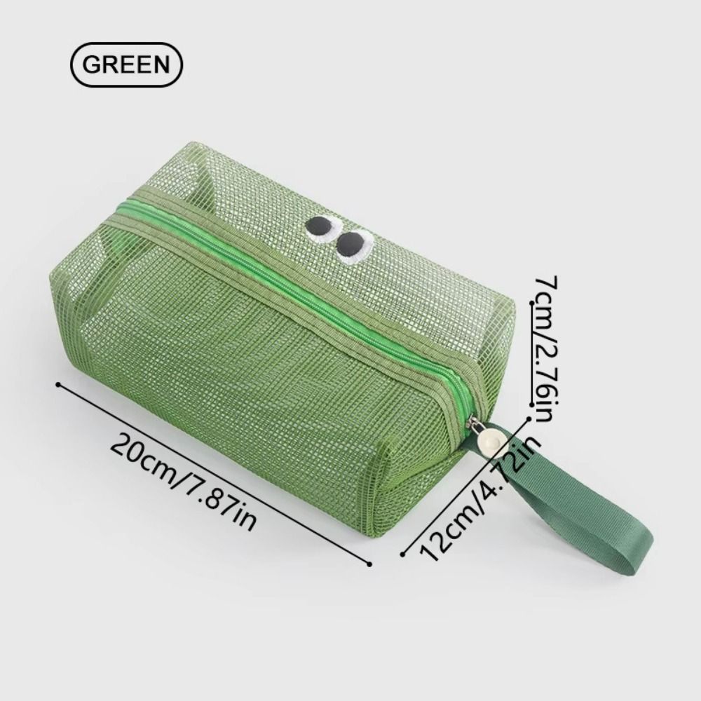 Convenient Transparent Big Eyes Mesh Makeup Bag Portable Large Capacity Cartoon Toiletries Organizer with Handle Quick Dry Travel Cosmetic Handbag Swimming