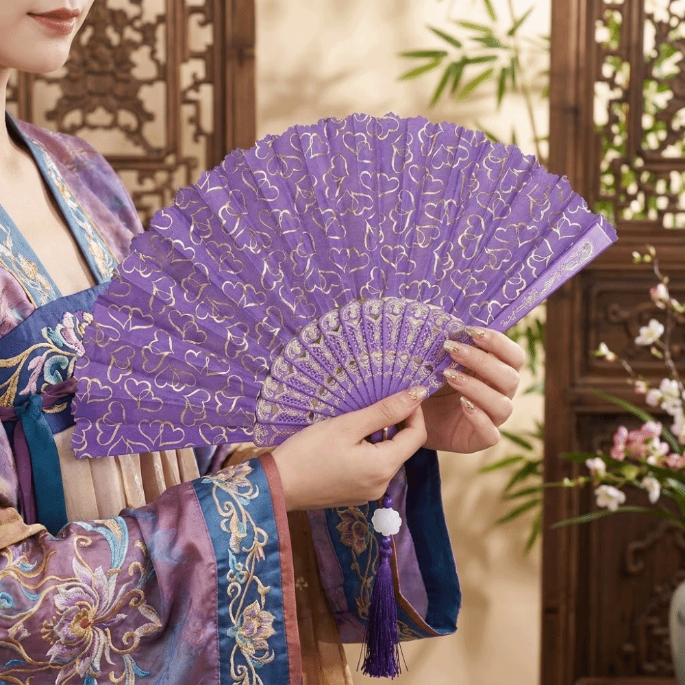 Costume Accessory Chinese Style Folding Fan with Tassels Classic Cheongsam Dance Fan Decorative Portable Handmade Fan Home Ornaments