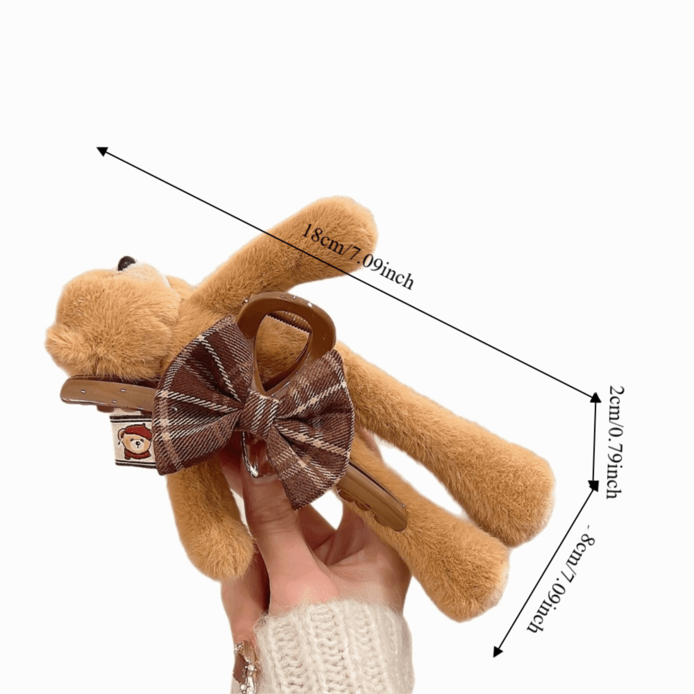 Y2K Elegant Bear Hair Clip Sweet Versatile Cartoon Plush Hair Claw Lovely PC Cute Hair Accessories Festival