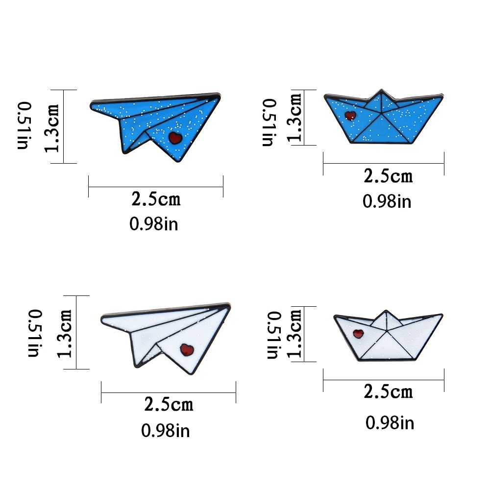Creative Love Heart Paper Plane Pins Dripping Oil Alloy Geometric Lapel Pin Backpack Accessory